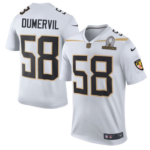 Men's Elite Elvis Dumervil Nike Jersey White - #58 Team Rice 2016 Pro Bowl NFL Baltimore Ravens